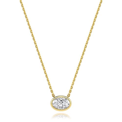 18CT 1.0CT LAB GROWN CERTIFIED OVAL RUBOVER NECKLACE