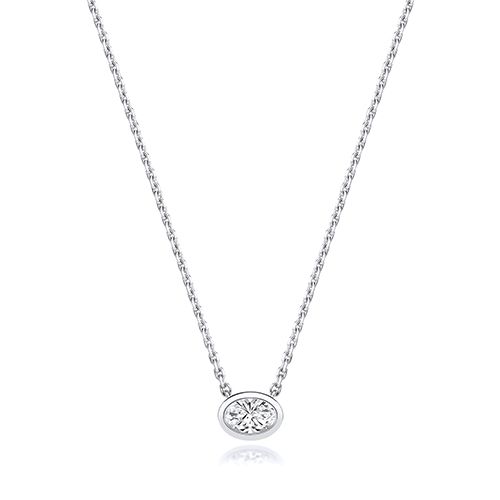18CT 0.35CT LAB GROWN CERTIFIED OVAL RUBOVER NECKLACE