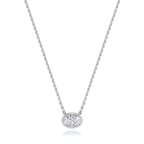 18CT 0.50CT LAB GROWN CERTIFIED OVAL RUBOVER NECKLACE