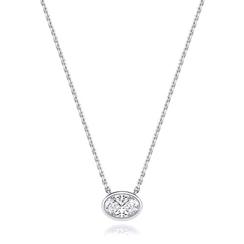 18CT 0.75CT LAB GROWN CERTIFIED OVAL RUBOVER NECKLACE