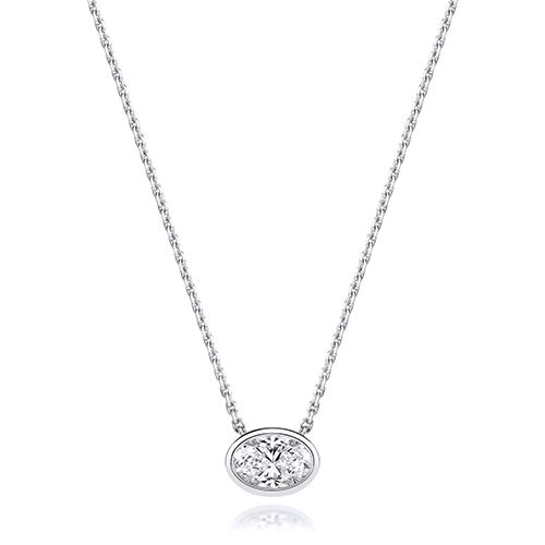 18CT 1.0CT LAB GROWN CERTIFIED OVAL RUBOVER NECKLACE