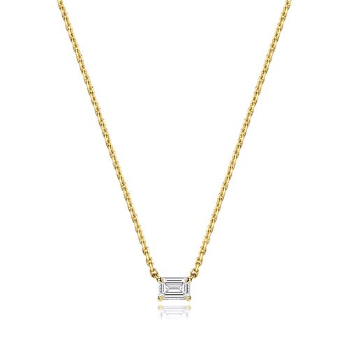 18CT 0.35CT LAB GROWN CERTIFIED EMERALD CUT 4 CLAW NECKLACE