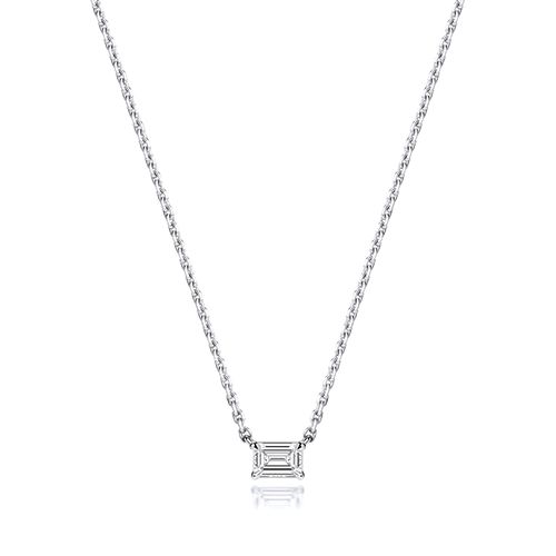 18CT 0.35CT LAB GROWN CERTIFIED EMERALD CUT 4 CLAW NECKLACE