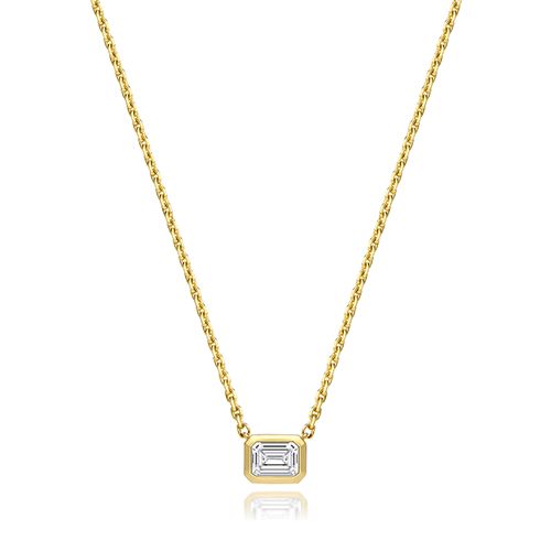 18CT 0.35CT LAB GROWN CERTIFIED EMERALD CUT RUBOVER NECKLACE