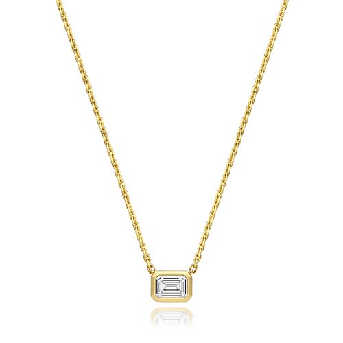 18CT 0.50CT LAB GROWN CERTIFIED EMERALD CUT RUBOVER NECKLACE