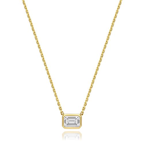 18CT 0.75CT LAB GROWN CERTIFIED EMERALD CUT RUBOVER NECKLACE