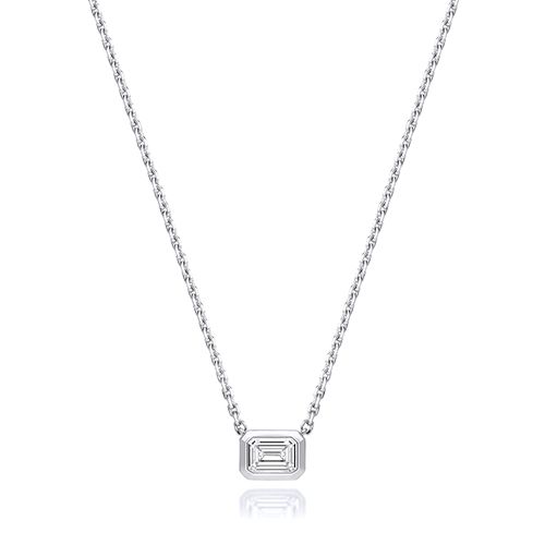 18CT 0.50CT LAB GROWN CERTIFIED EMERALD CUT RUBOVER NECKLACE