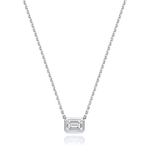 18CT 0.75CT LAB GROWN CERTIFIED EMERALD CUT RUBOVER NECKLACE