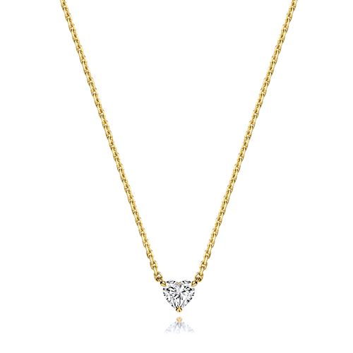 18CT 0.35CT LAB GROWN CERTIFIED HEART SHAPE 4 CLAW NECKLACE