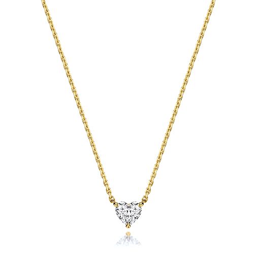 18CT 0.50CT LAB GROWN CERTIFIED HEART SHAPE 4 CLAW NECKLACE
