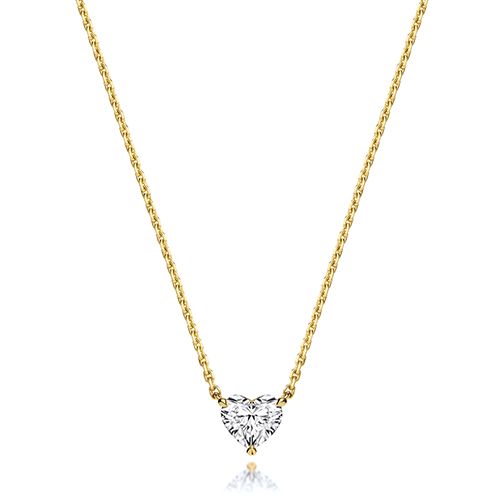18CT 075CT LAB GROWN CERTIFIED HEART SHAPE 4 CLAW NECKLACE