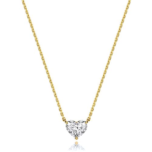 18CT LAB GROWN CERTIFIED HEART SHAPE 4 CLAW NECKLACE