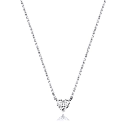 18CT 0.50CT LAB GROWN CERTIFIED HEART SHAPE 4 CLAW NECKLACE