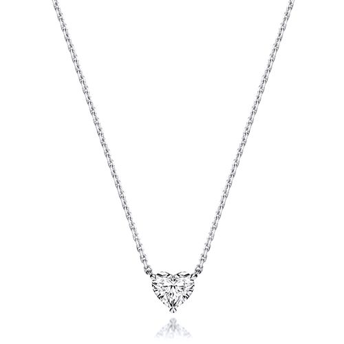 18CT 0.75CT LAB GROWN CERTIFIED HEART SHAPE 4 CLAW NECKLACE