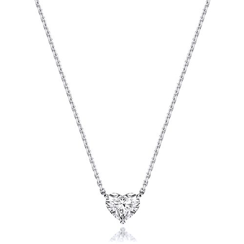 18CT 1.0CT LAB GROWN CERTIFIED HEART SHAPE 4 CLAW NECKLACE