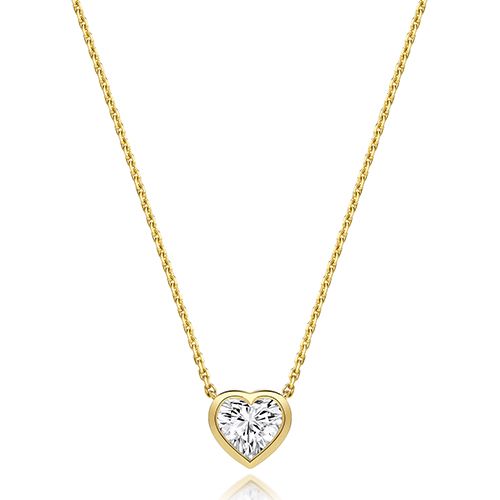 18CT 1.0CT LAB GROWN CERTIFIED HEART SHAPE RUBOVER NECKLACE