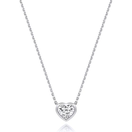 18CT 0.75CT LAB GROWN CERTIFIED HEART SHAPE RUBOVER NECKLACE