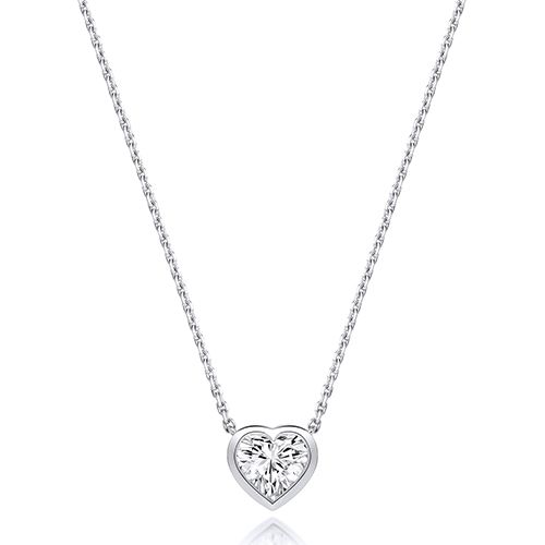 18CT 1.0CT LAB GROWN CERTIFIED HEART SHAPE RUBOVER NECKLACE