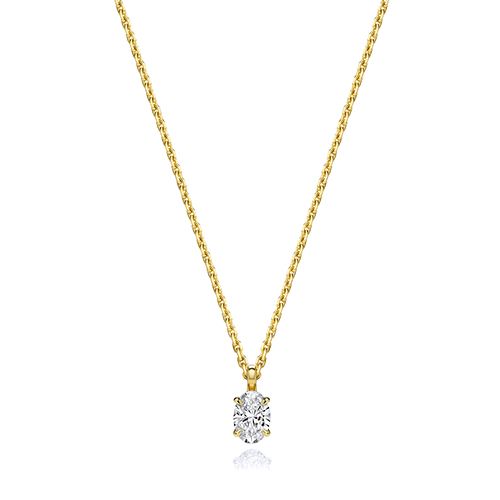 18CT 0.35CT LAB GROWN CERTIFIED OVAL 4 CLAW NECKLACE