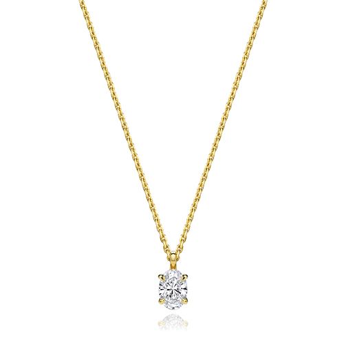 18CT 0.50CT LAB GROWN CERTIFIED OVAL 4 CLAW NECKLACE
