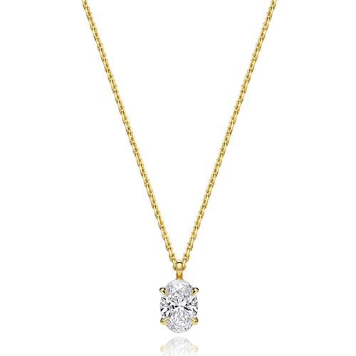 18CT 1.0CT LAB GROWN CERTIFIED OVAL 4 CLAW NECKLACE