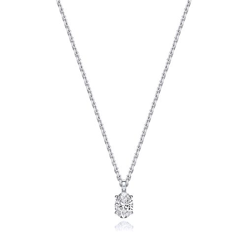 18CT 0.35CT LAB GROWN CERTIFIED OVAL 4 CLAW NECKLACE