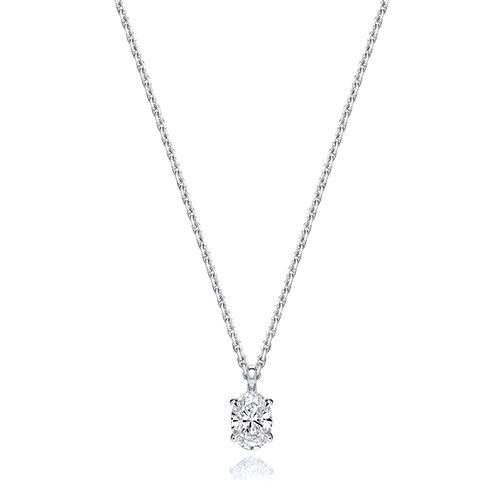 18CT 0.50CT LAB GROWN CERTIFIED OVAL 4 CLAW NECKLACE