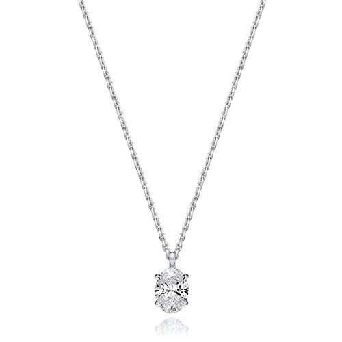 18CT 0.75CT LAB GROWN CERTIFIED OVAL 4 CLAW NECKLACE