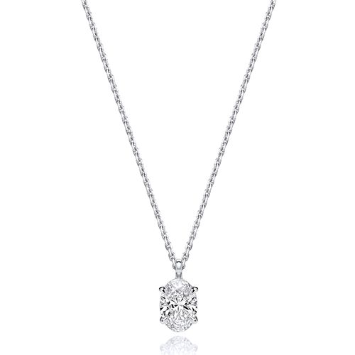18CT 1.0CT LAB GROWN CERTIFIED OVAL 4 CLAW NECKLACE