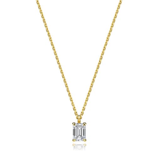 18CT 0.75CT LAB GROWN CERTIFIED EMERALD CUT 4 CLAW NECKLACE