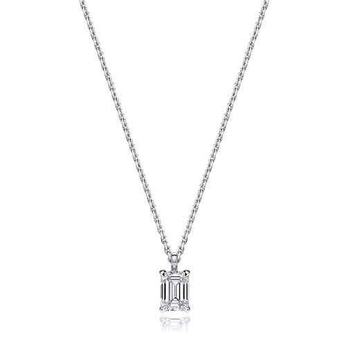 18CT 0.75CT LAB GROWN CERTIFIED EMERALD CUT 4 CLAW NECKLACE