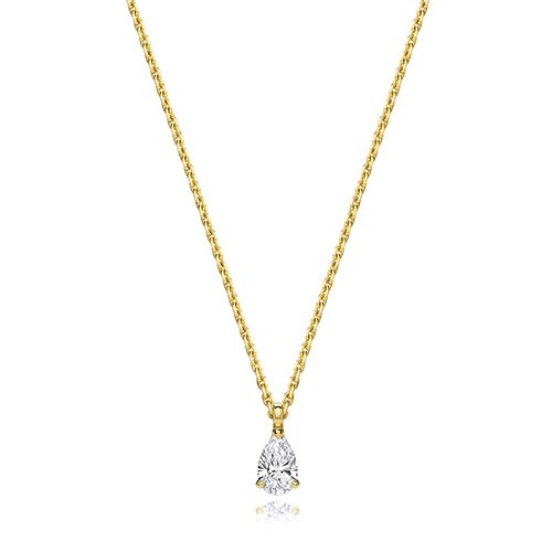 18CT 0.35CT LAB GROWN CERTIFIED PEAR SHAPE 4 CLAW NECKLACE