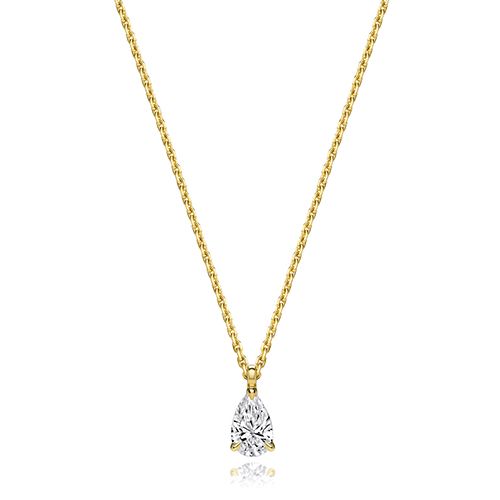 18CT 0.50CT LAB GROWN CERTIFIED PEAR SHAPE 4 CLAW NECKLACE