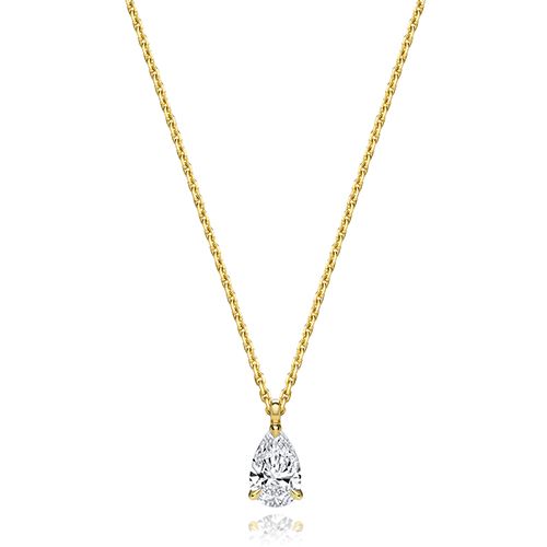 18CT 0.75CT LAB GROWN CERTIFIED PEAR SHAPE 4 CLAW NECKLACE