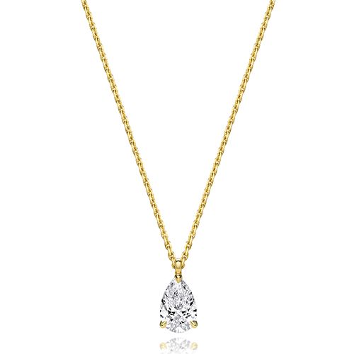 18CT 1.0CT LAB GROWN CERTIFIED PEAR SHAPE 4 CLAW NECKLACE