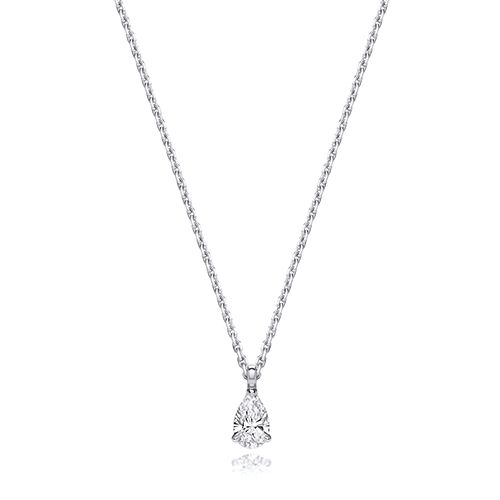 18CT 0.35CT LAB GROWN CERTIFIED PEAR SHAPE 4 CLAW NECKLACE
