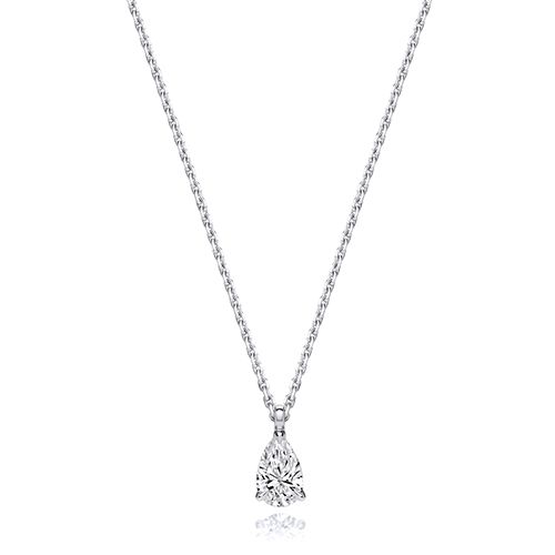 18CT 0.50CT LAB GROWN CERTIFIED PEAR SHAPE 4 CLAW NECKLACE