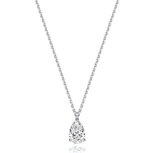 18CT 1.0CT LAB GROWN CERTIFIED PEAR SHAPE 4 CLAW NECKLACE