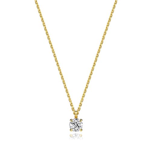 18CT 0.35CT LAB GROWN CERTIFIED ROUND 4 CLAW NECKLACE