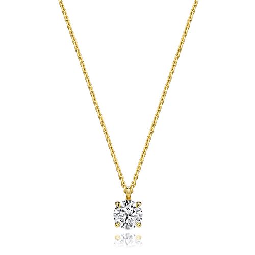 18CT 0.75CT LAB GROWN CERTIFIED ROUND 4 CLAW NECKLACE
