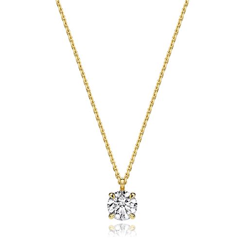 18CT 1.0CT LAB GROWN CERTIFIED ROUND 4 CLAW NECKLACE