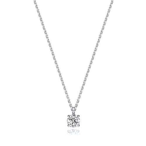 18CT 0.35CT LAB GROWN CERTIFIED ROUND 4 CLAW NECKLACE