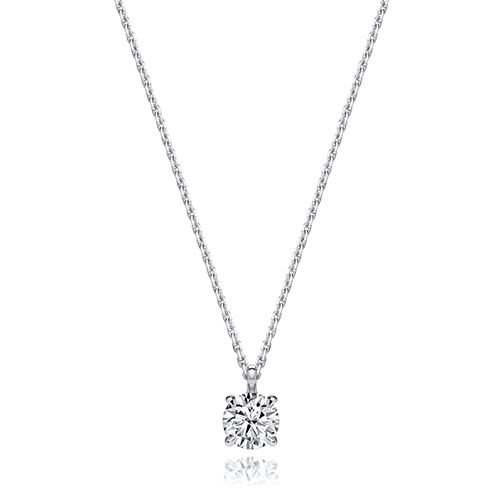 18CT 0.75CT LAB GROWN CERTIFIED ROUND 4 CLAW NECKLACE