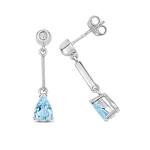 9CT AQUAMARINE DROP EARRINGS PEAR