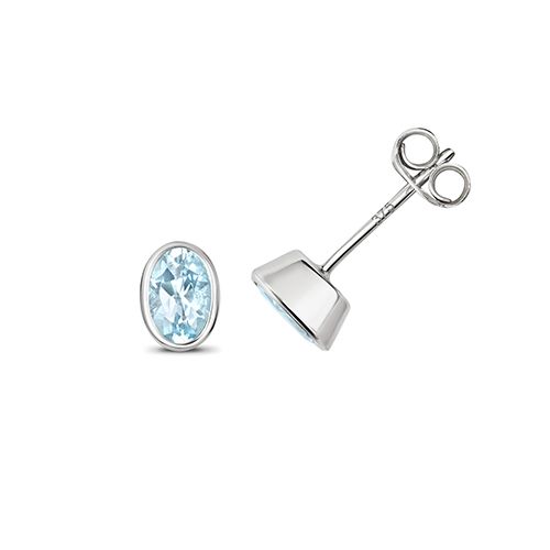 9CT AQUAMARINE STUDS OVAL