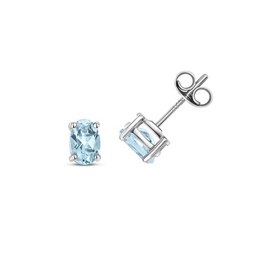 9CT AQUAMARINE EARRING STUDS OVAL