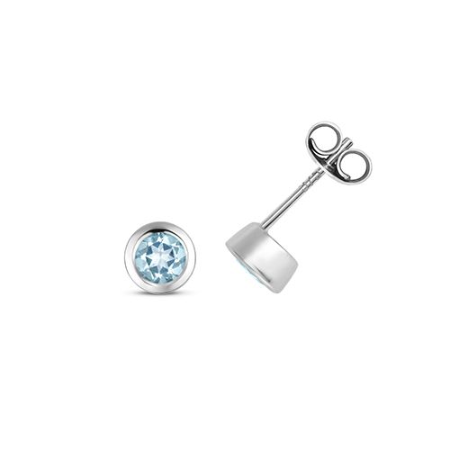 9CT AQUAMARINE EARRING STUDS ROUND