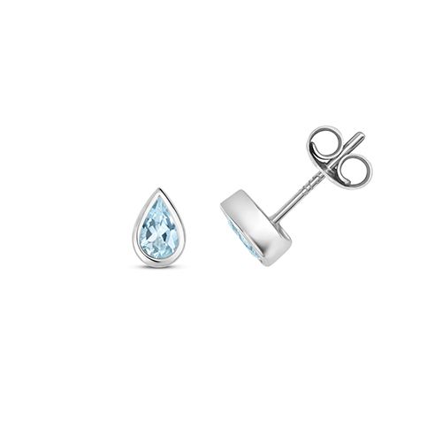 9CT AQUAMARINE EARRING STUDS PEAR