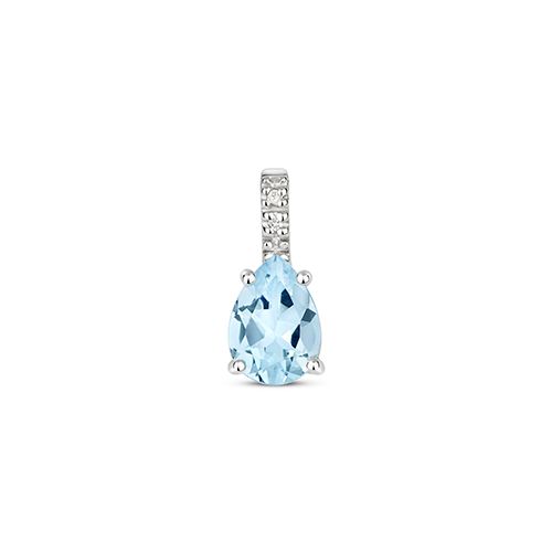 9CT DIAMOND & AQUAMARINE PENDANT