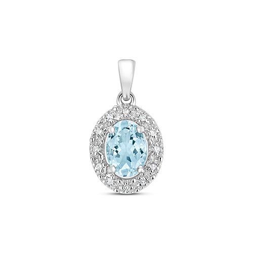 9CT DIAMOND & AQUAMARINE PENDANT